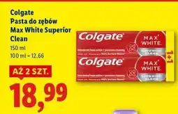 Lidl Pasta do zębów superior clean Colgate Max White oferta