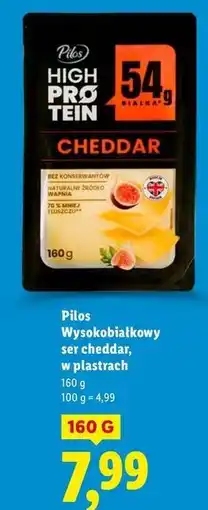 Lidl Ser cheddar plastry Pilos High Protein oferta
