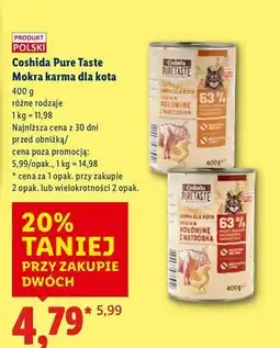 Lidl Karma dla kota wołowina i wątróbka Coshida Pure Taste oferta