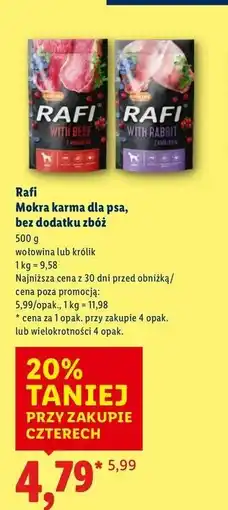 Lidl Karma dla psa z królikiem borówką i żurawiną Rafi oferta