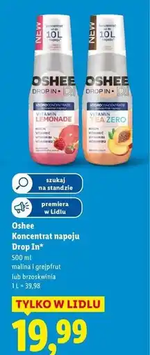 Lidl Koncentrat napoju vitamin lemonade malina i grejpfrut Oshee Drop In oferta