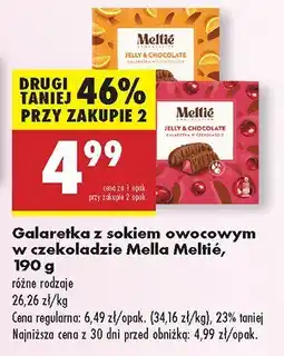 Biedronka Galaretka z sokiem owocowym w czekoladzie Mella Meltie, różne rodzaje oferta