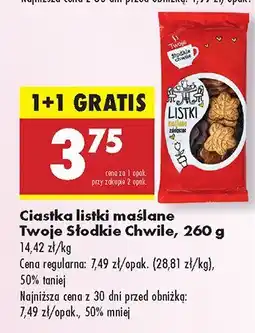 Biedronka Ciastka listki maślane 1+1 GRATIS Twoje Słodkie Chwile oferta