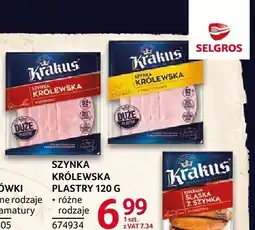 Selgros Szynka królewska plastry Krakus oferta