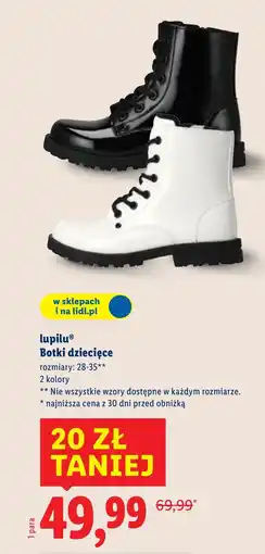 Lidl Botki dziecięce Lupilu oferta