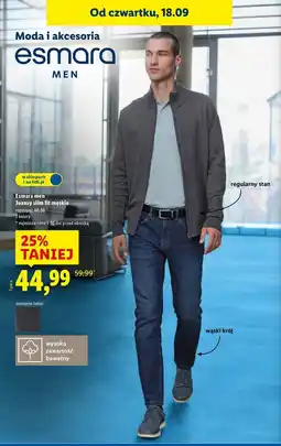 Lidl Jeansy slim fit męskie Esmara oferta
