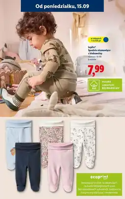 Lidl Spodnie niemowlęce z biobawłeny 50-80 Lupilu oferta