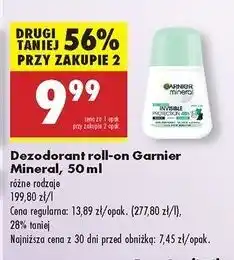 Biedronka Dezodorant fresh aloe Garnier Mineral Invisible Protection oferta