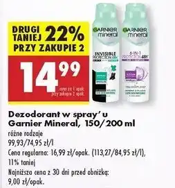 Biedronka Dezodorant floral fresh Garnier Mineral 6-In-1 Protection oferta