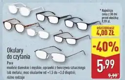 ALDI Okulary do czytania +1.5 - +3.0 oferta