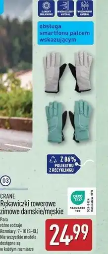 ALDI Rękawiczki rowerowe zimowe męskie Crane oferta