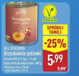 ALDI Brzoskwinie połówki All Seasons oferta