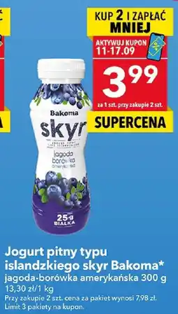 Lewiatan Jogurt pitny typu islandzkiego skyr Bakoma jagoda-borówka amerykańska oferta