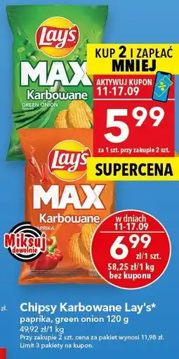 Lewiatan Chipsy Lay's Max Karbowane green onion 120g oferta