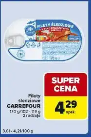 Carrefour Express Filety śledziowe w sosie pomidorowym z papryką Carrefour Classic oferta