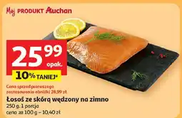 Auchan Łosoś ze skórą wędzony na zimno Auchan oferta
