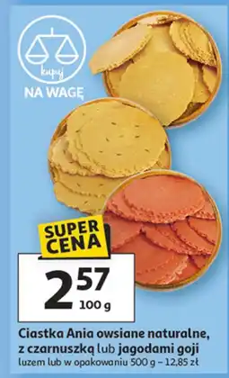 Auchan Ciastka Ania owsiane naturalne z czarnuszką lub jagodami goji oferta