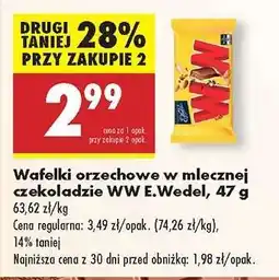 Biedronka Wafelki orzechowe w mlecznej czekoladzie Ww E.Wedel , 47 g oferta