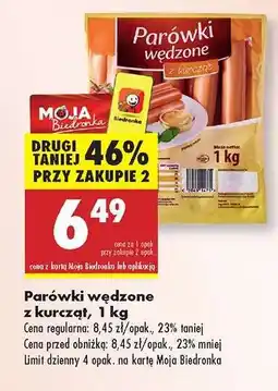Biedronka Parówki wędzone z kurcząt , 1 kg oferta