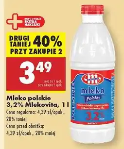 Biedronka Mleko Polskie 3,2% Mlekovita 1 l oferta