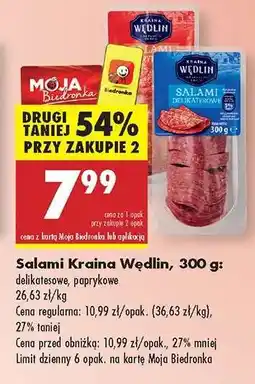 Biedronka Salami Kraina Wędlin 300 g oferta