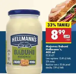 Biedronka Majonez Babuni Hellmann's, 405 ml oferta