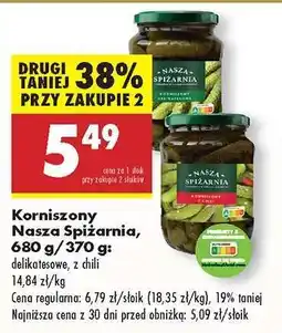 Biedronka Korniszony Nasza Spiżarnia, 680 g/370 g oferta