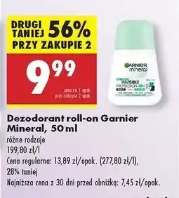 Biedronka Dezodorant roll-on Garnier Mineral, 50 ml oferta