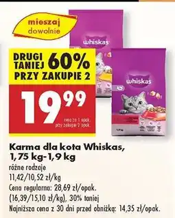 Biedronka Karma dla kota Whiskas, 1,75 kg-1,9 kg oferta
