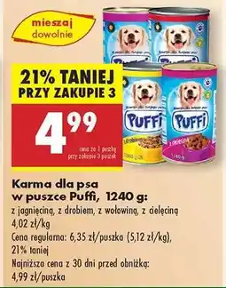 Biedronka Karma dla psa w puszce Puffi, 1240 g oferta