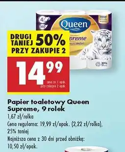 Biedronka PAPIER TOALETOWY QUEEN SUPREME, 9 ROLEK oferta