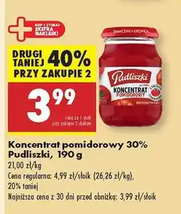 Biedronka Koncentrat pomidorowy 30% Pudliszki, 190 g oferta