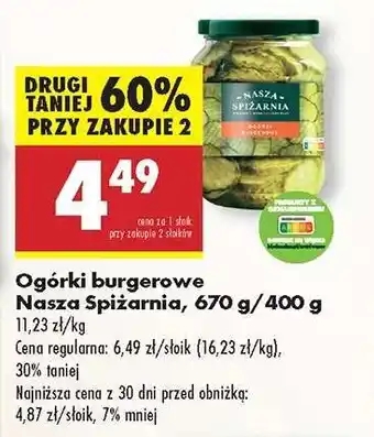Biedronka Ogórki burgerowe Nasza Spiżarnia 670 g / 400 g oferta