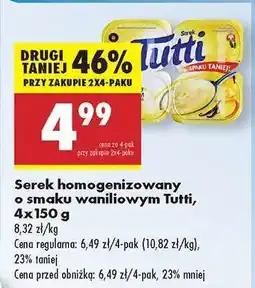 Biedronka Serek homogenizowany o smaku waniliowym Tutti 4x150 g oferta