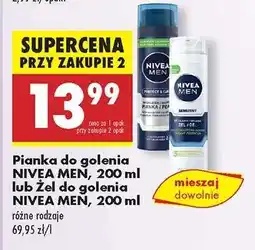 Biedronka Pianka do golenia NIVEA MEN, 200 ml lub Żel do golenia NIVEA MEN, 200 ml oferta