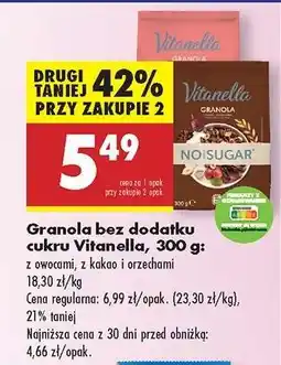 Biedronka Granola bez dodatku cukru Vitanella, 300 g oferta