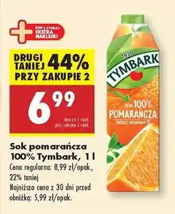 Biedronka Sok pomarańcza 100% Tymbark, 1 l oferta