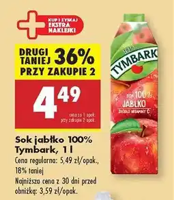 Biedronka Sok jabłko 100% Tymbark, 1 l oferta
