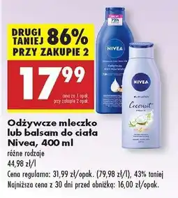 Biedronka Odżywcze mleczko lub balsam do ciała NIVEA, 400 ml oferta