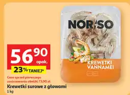 Auchan Krewetki surowe z głowami Vannamei Nor:so oferta