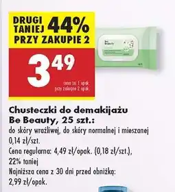 Biedronka Chusteczki do demakijażu Be Beauty, 25 szt oferta