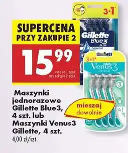 Biedronka Maszynki jednorazowe Gillette Blue3, 4 szt. lub Maszynki Venus3 Gillette, 4 szt oferta