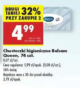Biedronka Chusteczki Higieniczne Balsam Queen, 74 szt oferta
