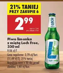 Biedronka Piwo limonka z miętą Lech Free, 330 ml oferta