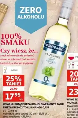 Auchan Wino musujące bezalkoholowe Monte Santi Frizzante Mojito lub Mango oferta