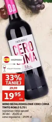 Auchan Wino bezalkoholowe Cero Coma Tinto Roble oferta