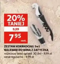 Auchan Zestaw korkociąg 3w1 + nalewak do wina z zatyczką oferta