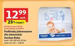 Auchan Podkłady jednorazowe comfort 60 x cm Auchan Baby oferta