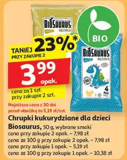 Auchan Chrupki kukurydziane bezglutenowe sól morska Biosaurus oferta