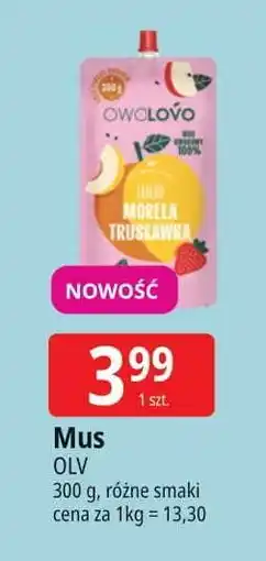 E.Leclerc Mus jabłko morela truskawka Owolovo oferta